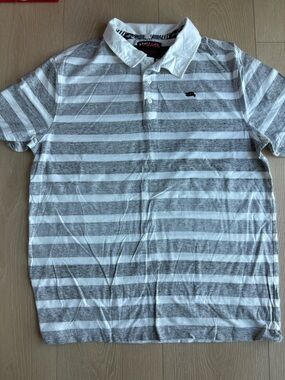 Tony Hawk Gray & White Striped Short-Sleeve Polo